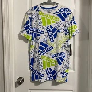 adidas Blue and Green Graphic Tee